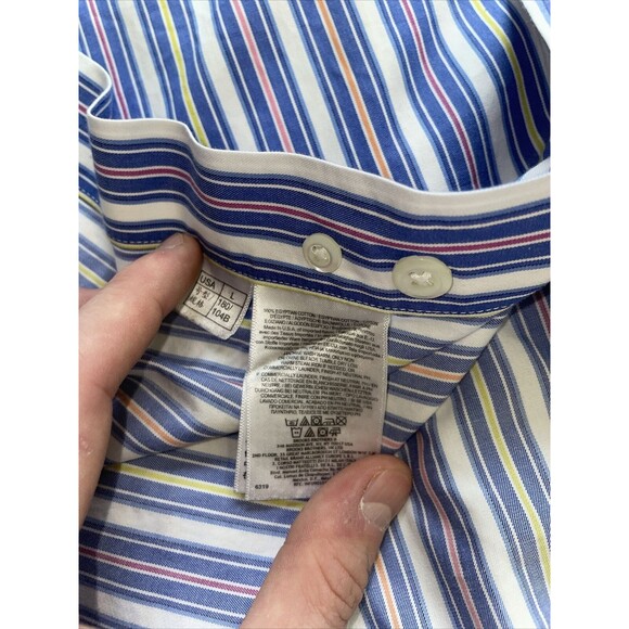 VTG Brooks Brothers Shirt Mens Large L Blue Stripes Country Club Made in USA - Picture 12 of 13
